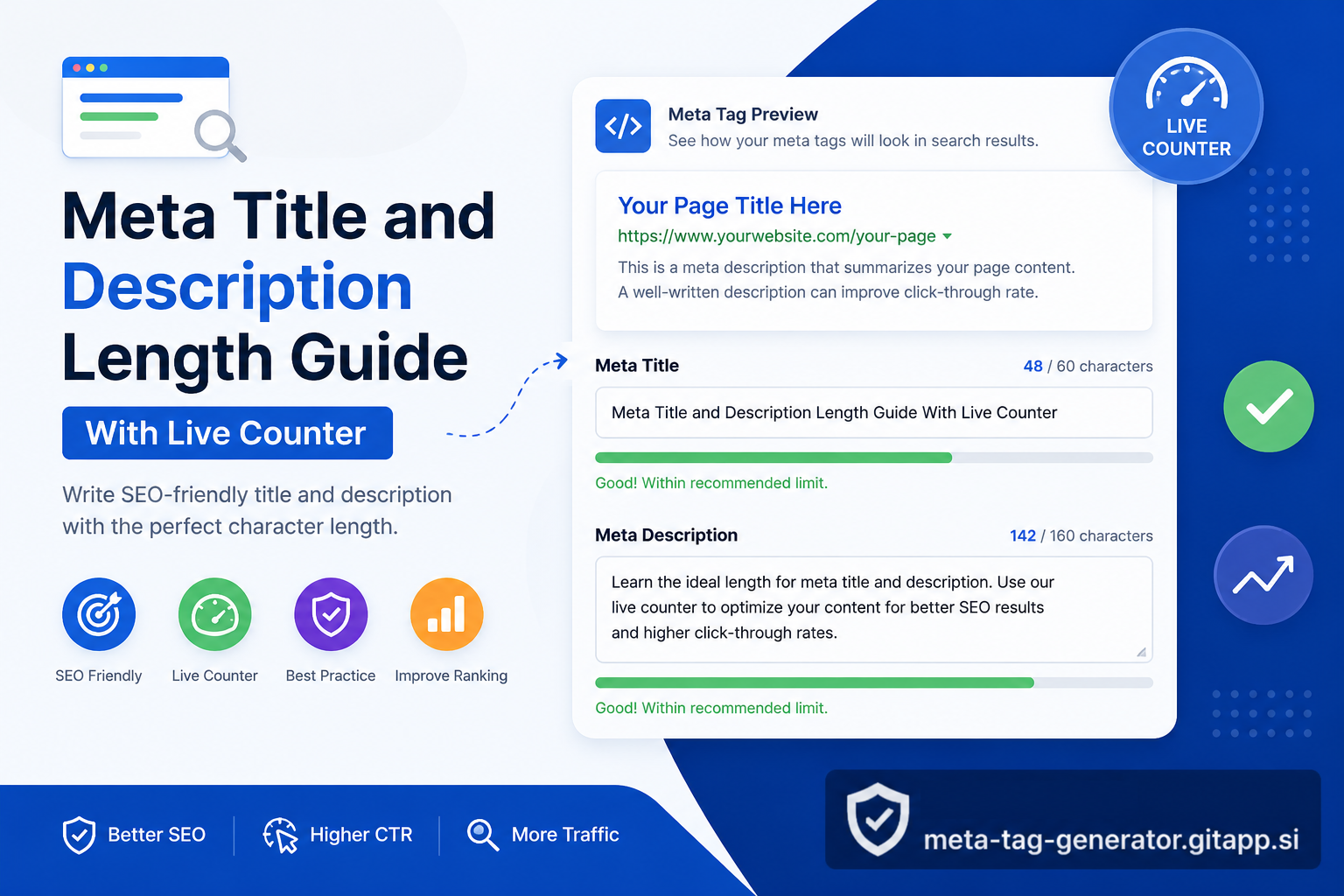 Meta Title and Description Length Guide With Live Counter