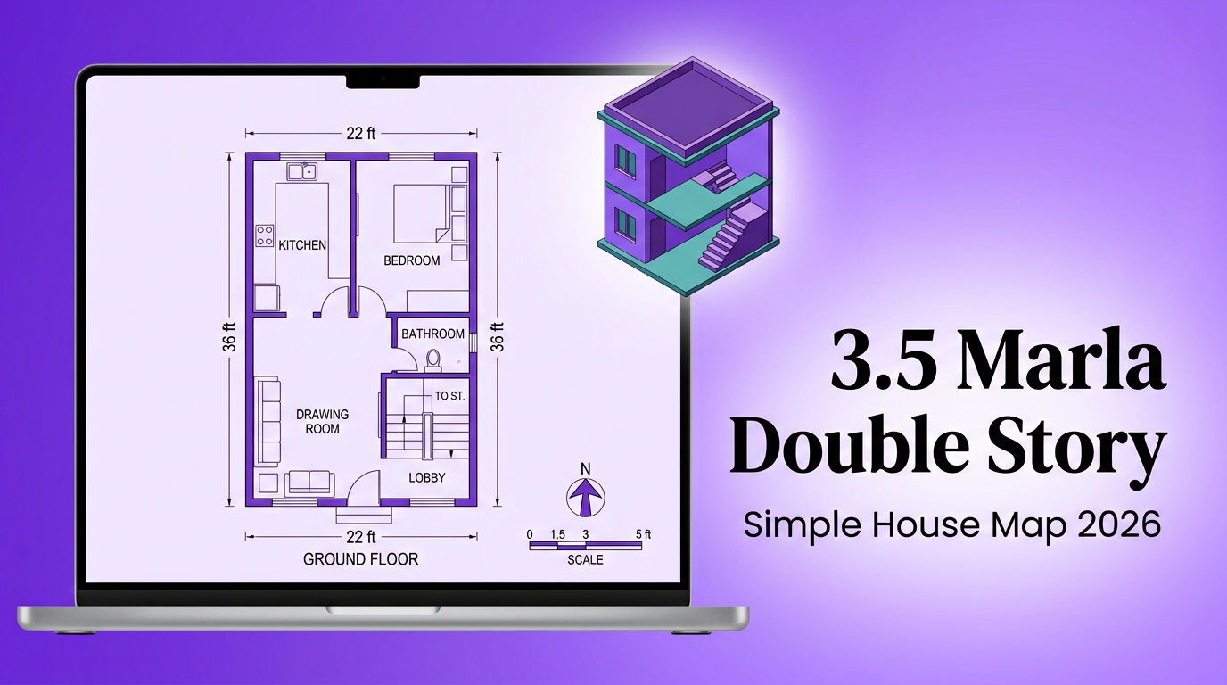 3.5 marla double story simple house map 2026